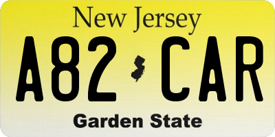 NJ license plate A82CAR