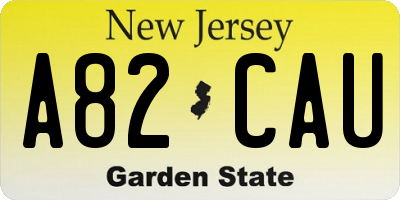 NJ license plate A82CAU