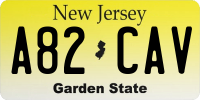 NJ license plate A82CAV