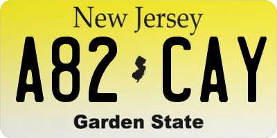 NJ license plate A82CAY