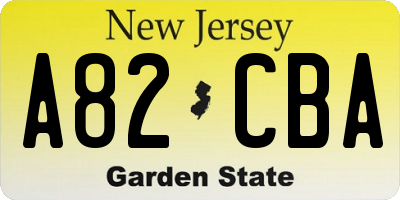NJ license plate A82CBA