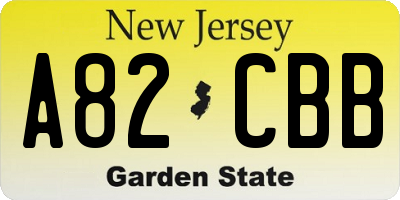NJ license plate A82CBB