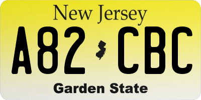 NJ license plate A82CBC