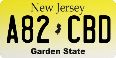 NJ license plate A82CBD