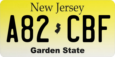 NJ license plate A82CBF