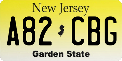 NJ license plate A82CBG