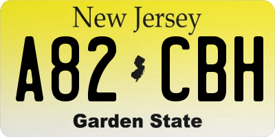 NJ license plate A82CBH