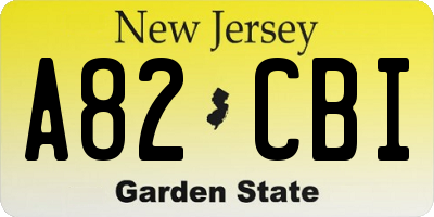 NJ license plate A82CBI