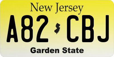 NJ license plate A82CBJ