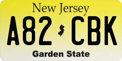 NJ license plate A82CBK