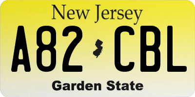 NJ license plate A82CBL