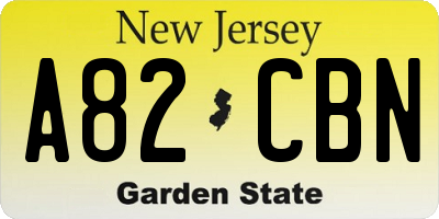NJ license plate A82CBN