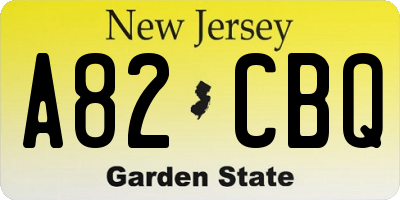 NJ license plate A82CBQ