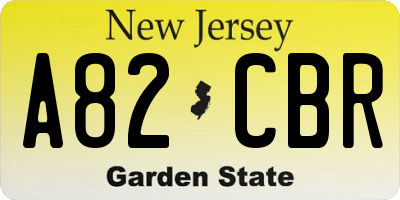 NJ license plate A82CBR