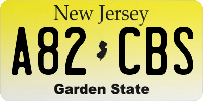 NJ license plate A82CBS