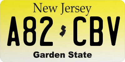 NJ license plate A82CBV