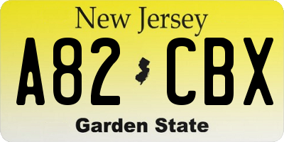 NJ license plate A82CBX