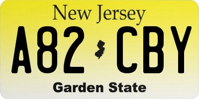 NJ license plate A82CBY