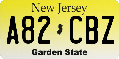 NJ license plate A82CBZ