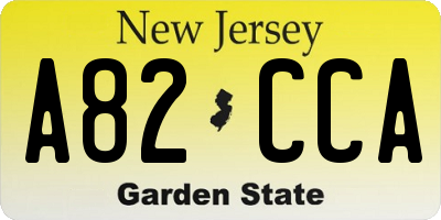 NJ license plate A82CCA