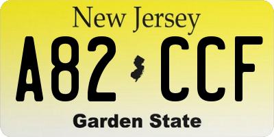 NJ license plate A82CCF