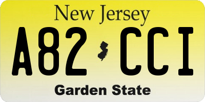 NJ license plate A82CCI