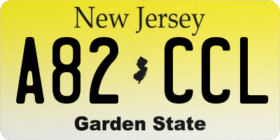 NJ license plate A82CCL