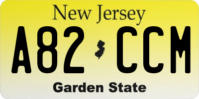 NJ license plate A82CCM