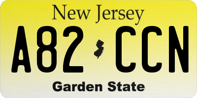 NJ license plate A82CCN