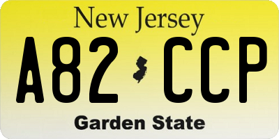 NJ license plate A82CCP