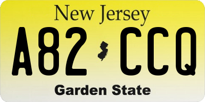 NJ license plate A82CCQ