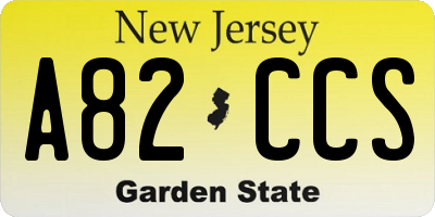 NJ license plate A82CCS