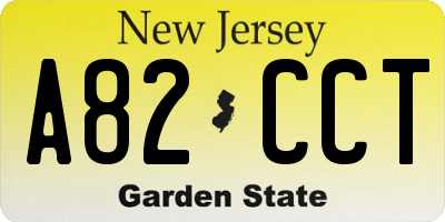 NJ license plate A82CCT