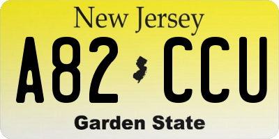 NJ license plate A82CCU