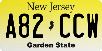NJ license plate A82CCW