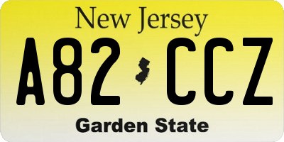NJ license plate A82CCZ