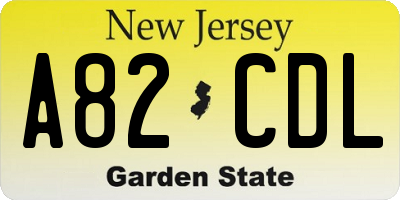 NJ license plate A82CDL