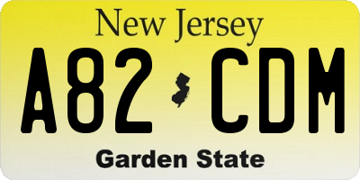 NJ license plate A82CDM