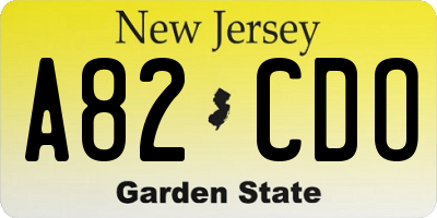 NJ license plate A82CDO