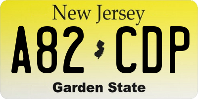 NJ license plate A82CDP