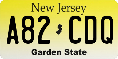 NJ license plate A82CDQ