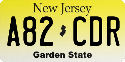 NJ license plate A82CDR