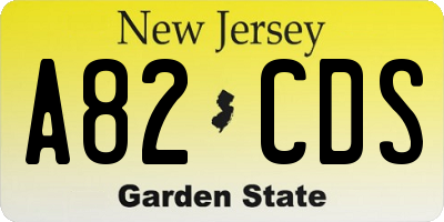 NJ license plate A82CDS
