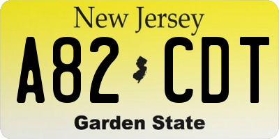 NJ license plate A82CDT