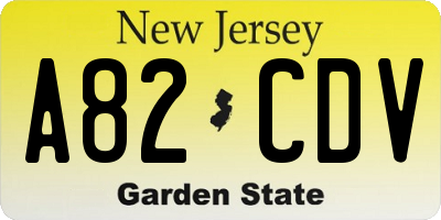 NJ license plate A82CDV