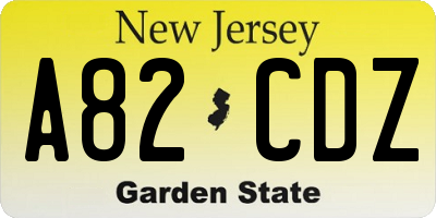NJ license plate A82CDZ