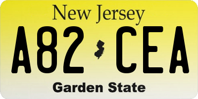 NJ license plate A82CEA