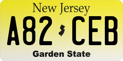 NJ license plate A82CEB