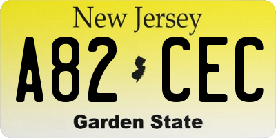 NJ license plate A82CEC