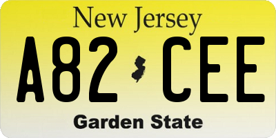 NJ license plate A82CEE